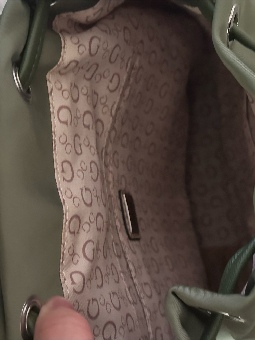 GUESS Olive Green Drawstring Backpack - Picture 5 of 5